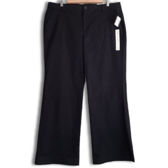 GAP The Perfect Khaki Wide Leg Opening Pants Black Sz 16 Flawed - Picture 1 of 11